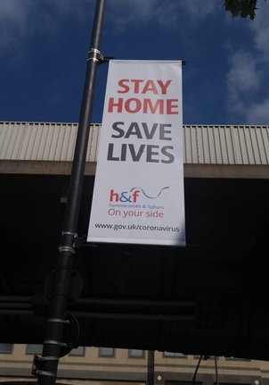 COVID-19 Sign London, Stay Home Save Lives
